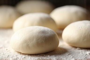 Freshly prepared pizza dough balls